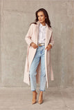 Tiered Waist Tie Coat with Pockets and Back Slit