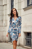 Convertible Dress with Buff Sleeves and Layered Neckline