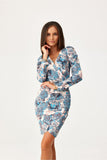 Convertible Dress with Buff Sleeves and Layered Neckline