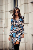 Convertible Mini Dress with Buff Sleeves and Creased Detail