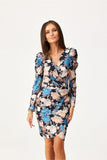Convertible Mini Dress with Buff Sleeves and Creased Detail