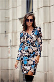 Convertible Mini Dress with Buff Sleeves and Creased Detail