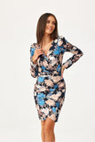 Convertible Mini Dress with Buff Sleeves and Creased Detail