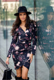 Convertible Mini Dress with Buff Sleeves and Layered Neckline