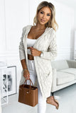 Beige Plaid Cardigan with Hood and Pockets