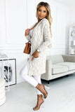 Beige Plaid Cardigan with Hood and Pockets