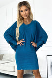 Nautical Bat Dress with Glitter Neckline and Stretch Fabric
