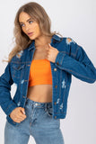 Classic Blue Jacket with Unique Holes Design