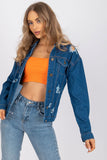 Classic Blue Jacket with Unique Holes Design