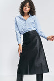 Chic Imitation Leather Trapeze Skirt for Autumn Styling