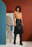 Chic Imitation Leather Trapeze Skirt for Autumn Styling