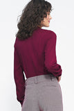 Long Sleeve Plain Cut Shirt with Stand-Up Collar