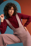 Long Sleeve Plain Cut Shirt with Stand-Up Collar
