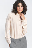 Long Sleeve Stand-Up Collar Shirt in Viscose