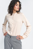 Long Sleeve Stand-Up Collar Shirt in Viscose