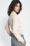 Long Sleeve Stand-Up Collar Shirt in Viscose