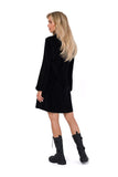 Elegant Velour Long Sleeve V-Neck Dress in Trapeze Cut