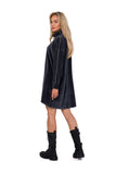 Asymmetrical Velour Dress with Long Sleeves and Pockets
