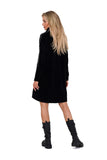 Asymmetrical Velour Dress with Long Sleeves and Pockets