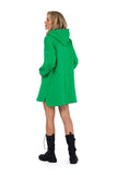 Knit Dress with Hood and Kangaroo Pocket, Side Slits