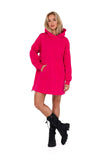 Knit Dress with Hood and Side Slits, Kangaroo Pocket