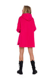 Knit Dress with Hood and Side Slits, Kangaroo Pocket