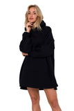 Knit Hooded Dress with Kangaroo Pocket and Side Slits