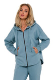 Women's Zippered Knitted Sweatshirt with Kangaroo Pocket