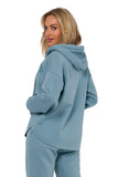 Women's Zippered Knitted Sweatshirt with Kangaroo Pocket