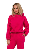 Women's Hooded Long Sleeve Sweatshirt with Decorative Stitching