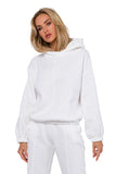 Stylish Women's Hooded Long Sleeve Sweatshirt with Stitching