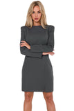 Elegant Long Sleeve Dress with Front Stitching Detail