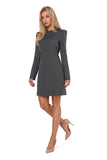 Elegant Long Sleeve Dress with Front Stitching Detail