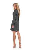Elegant Long Sleeve Dress with Front Stitching Detail