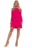 Elegant Long Sleeve Trapeze Dress with Decorative Buttons