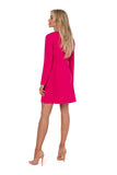 Elegant Long Sleeve Trapeze Dress with Decorative Buttons