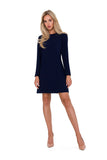 Long Sleeve Trapeze Dress with Decorative Buttons