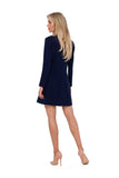Long Sleeve Trapeze Dress with Decorative Buttons
