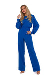 Elegant Jumpsuit with Long Buff Sleeves and Zipper