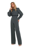 Elegant Long Sleeve Jumpsuit with Halter Bottom Design