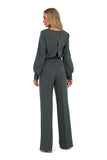 Elegant Long Sleeve Jumpsuit with Halter Bottom Design