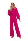 Elegant Long Sleeve Jumpsuit with Halter Flared Legs