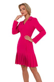 Elegant Long Sleeve V-Neck Dress with Decorative Buttons