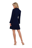 Elegant Long Sleeve V-Neck Dress with Decorative Buttons