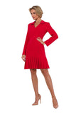 Elegant V-Neck Long Sleeve Dress with Decorative Buttons