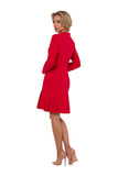 Elegant V-Neck Long Sleeve Dress with Decorative Buttons