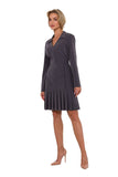 Elegant V-Neck Long Sleeve Dress with Decorative Buttons