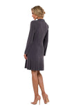 Elegant V-Neck Long Sleeve Dress with Decorative Buttons