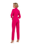 Stylish 3/4 Sleeve Jumpsuit with Lined Collar and Zipper