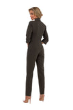 Elegant 3/4 Sleeve Jumpsuit with Lined Collar and Zipper